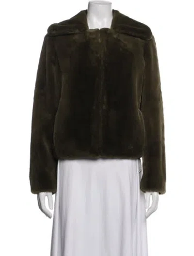 Pre-owned Theory Faux Fur Jacket In Green