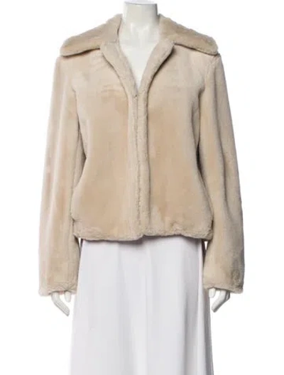 Pre-owned Theory Faux Fur Jacket In Neutral