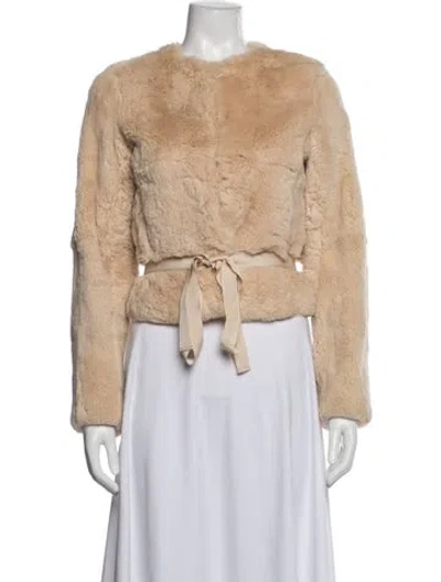 Pre-owned Theory Faux Fur Jacket In Neutral