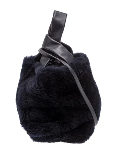 Pre-owned Theory Faux Fur Top Handle Bag In Blue