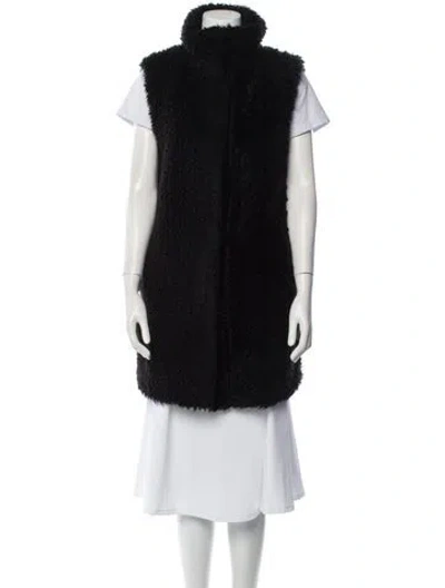 Pre-owned Theory Faux Fur Vest In Black
