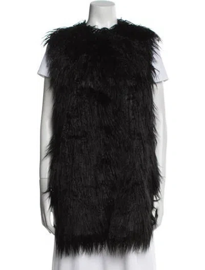 Pre-owned Theory Faux Fur Vest In Black