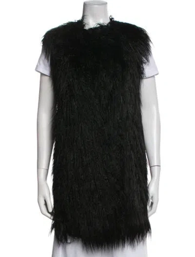 Pre-owned Theory Faux Fur Vest In Black