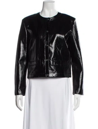 Pre-owned Theory Faux Leather Biker Jacket W/ Tags In Black