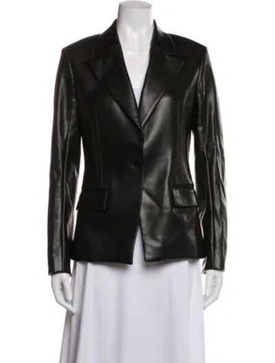 Pre-owned Theory Faux Leather Blazer In Black