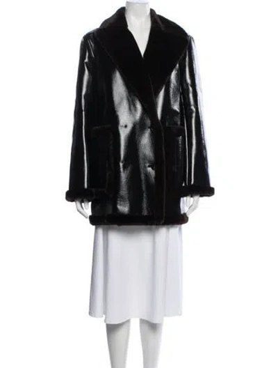 Pre-owned Theory Faux Leather Coat In Black