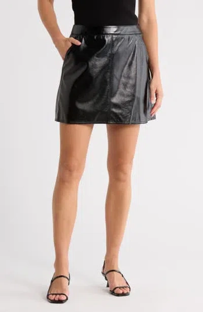 Theory Faux Leather Miniskirt In Black