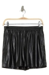 Theory Faux Leather Pull-on Shorts In Black