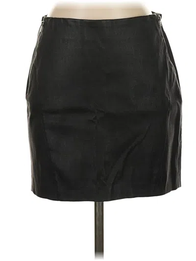 Pre-owned Theory Faux Leather Skirt In Black