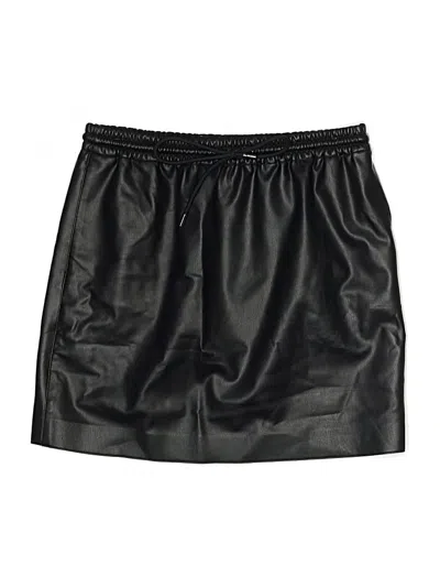 Pre-owned Theory Faux Leather Skirt In Black