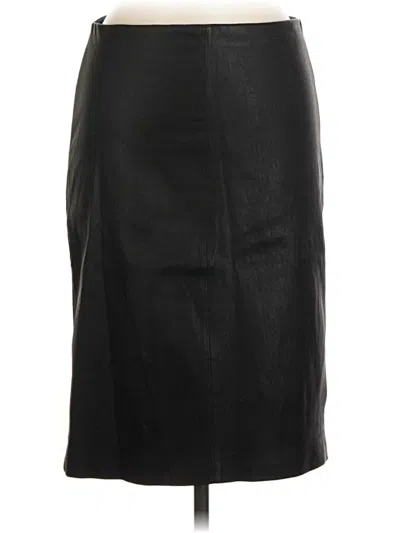 Pre-owned Theory Faux Leather Skirt In Black
