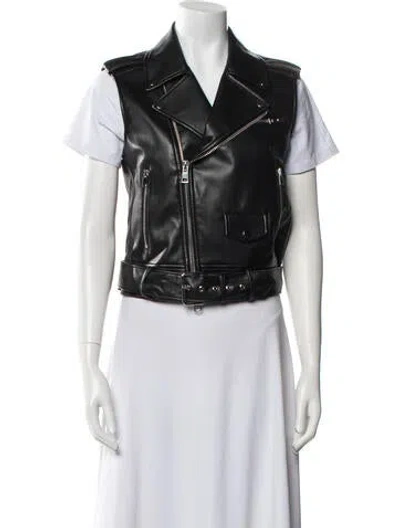 Pre-owned Theory Faux Leather Vest In Black