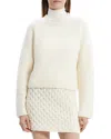 Theory Boxy Felted Wool-cashmere Pullover Sweater In Ivory