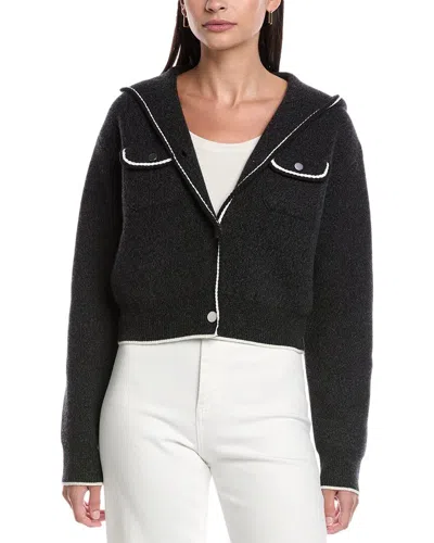 Theory Felted Wool & Cashmere-blend Cardigan In Black