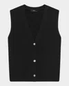 Theory Felted Wool-cashmere Button Vest In Black