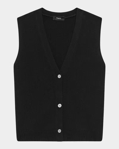 Theory Felted Wool-cashmere Button Vest In Black