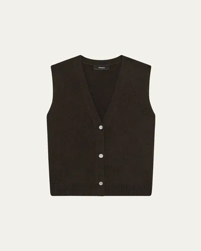 Theory Felted Wool-cashmere Button Vest In Mink
