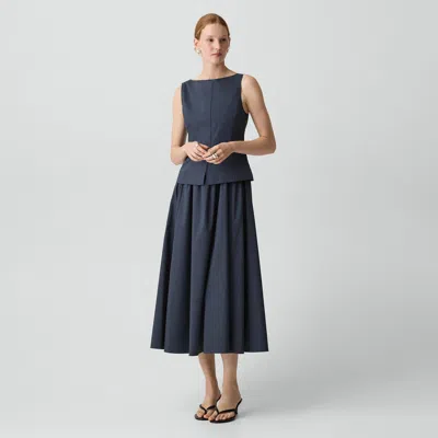 Theory Fit-and-flare Dress In Relaxed Poplin In Blue