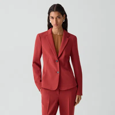 Theory Fitted Blazer In Admiral Crepe In Burgundy