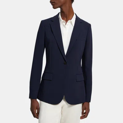 Theory Fitted Blazer In Crepe In Deep Navy