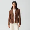 Theory Fitted Blazer In Suede In Brown