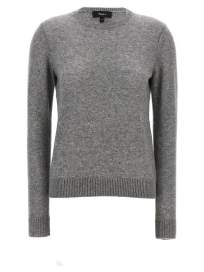 THEORY FITTED CASHMERE SWEATER WITH CREW NECK