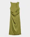 Theory Fitted Drape Midi Dress In Green