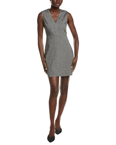 Theory Fitted Linen-blend Sheath Dress In Animal Print