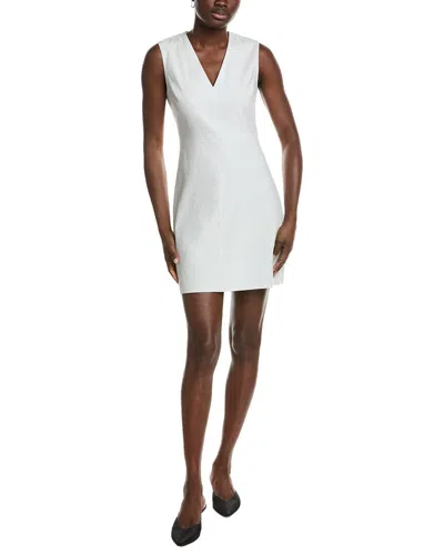Theory Fitted Linen-blend Sheath Dress In White