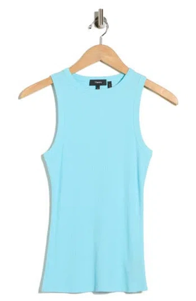 Theory Fitted Rib Stretch Organic Cotton Tank In Blue
