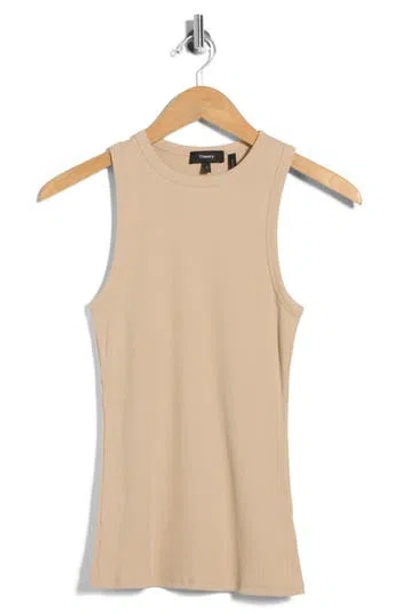 Theory Fitted Rib Stretch Organic Cotton Tank In Neutral
