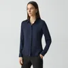 Theory Fitted Shirt In Silk Georgette In Blue