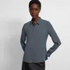Theory Fitted Shirt In Silk Georgette In Blue Granite