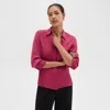 Theory Fitted Shirt In Silk Georgette In Deep Rose