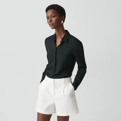 Theory Fitted Shirt In Silk Georgette In Green