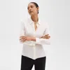 Theory Fitted Shirt In Silk Georgette In Ivory
