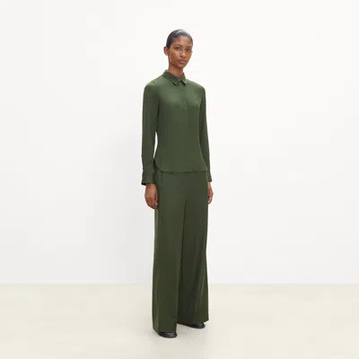 Theory Fitted Shirt In Silk Georgette In Green