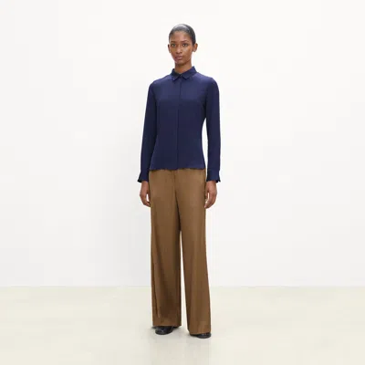Theory Fitted Shirt In Silk Georgette In Blue