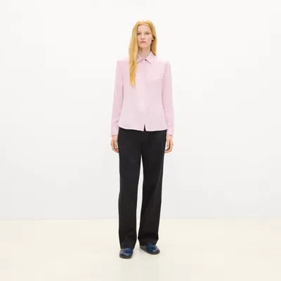 Theory Fitted Shirt In Silk Georgette In Pink