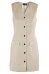 Theory Sleeveless V-neck Blazer Knee Length
