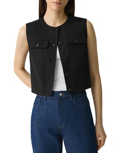 THEORY FITTED SLEEVELESS LINEN VEST