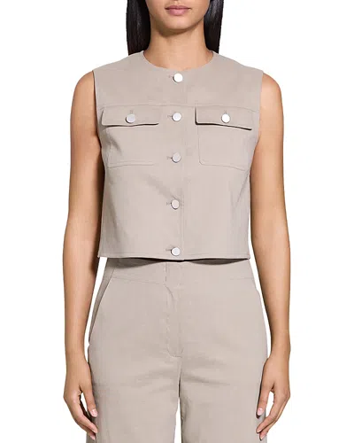 THEORY FITTED SLEEVELESS LINEN VEST