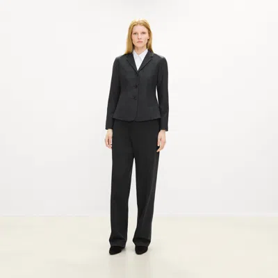 Theory Fitted Three-button Blazer In Sleek Flannel In Black