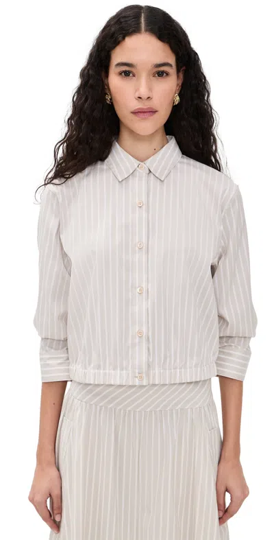 Theory Fixed Sleeve Button Up Sand Multi