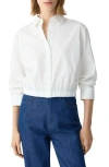 Theory Fixed Sleeve Cotton Blend Button-up Bubble Shirt