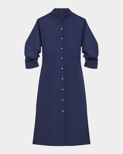 THEORY FIXED-SLEEVE POPLIN SHIRTDRESS