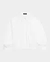 Theory Fixed-sleeve Poplin Top In White