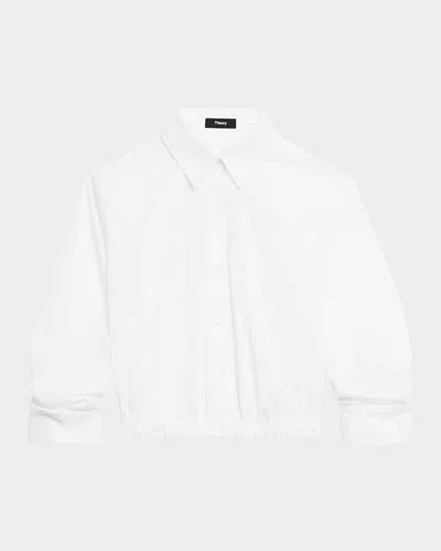 Theory Fixed-sleeve Poplin Top In White