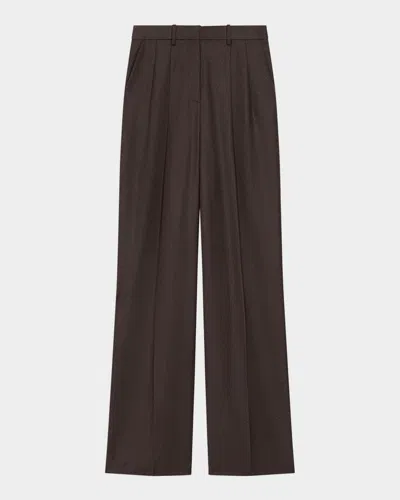 THEORY FLANNEL DOUBLE-PLEAT PANTS
