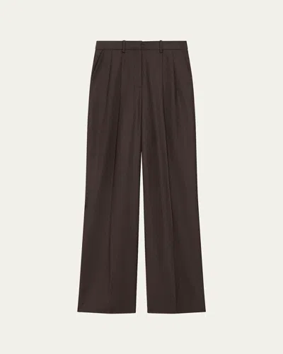 THEORY FLANNEL DOUBLE-PLEAT PANTS
